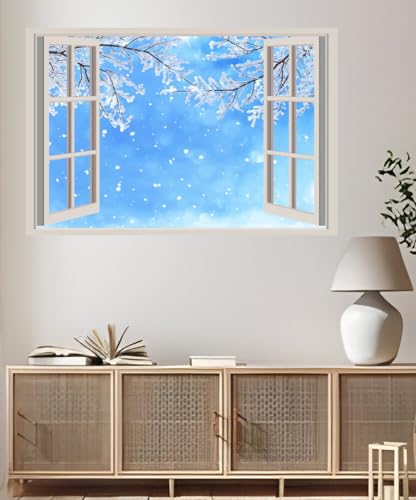 JVERF - JZZA33756 Winter Branches Snow| Self-Adhesive Open Window Wall Sticker