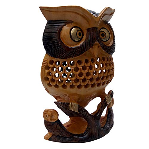 Wooden Antique Under Cut Owl Baby (Brown, 15 Cm)