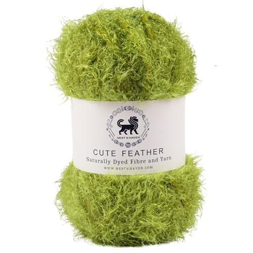 NESTNHAVEN Cute Feather Yarn, Supersoft Hand Knitting Crochet Yarn, (1 Ball/100 Gram Each), Ideal for Crafting, Toys, Babywear, and Blankets, Shade No.CH001 (Parrot Green)