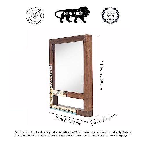 AAKRITI ART CREATIONS Reflective Spendor Teakwood Mirror