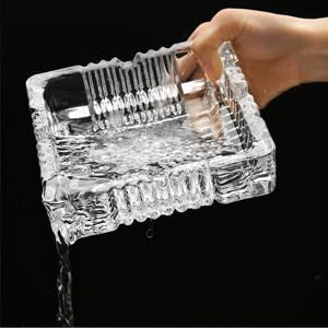 PIRU Square Heavy Glass Crystal Ashtray For Indoor, Ash Trays For Smoking For Home, Ashtray For Cigarette Stylish, Ashtray (PACK-2)