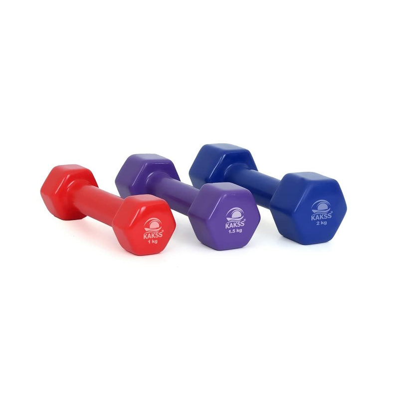 Kakss Cast Iron Vinyl Coated Dumbbells (2+2 =4KG Blue)