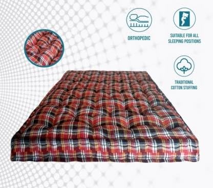 IMSMARTMART Heavy Border Plus 5 inch Single Cotton MattressSoft Cotton Multicolor Mattress Gadda Single Bed Ideal Travel, Home, Dabha, Hotel, Marriage Hall (L x W: 72 inch x 36 inch)