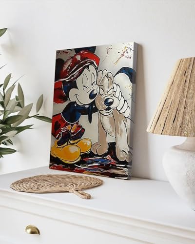 GADGETS WRAP Canvas Gallery Wrap Framed for Home Office Studio Living Room Decoration (9x11inch) - 1950S Mickey & Pluto