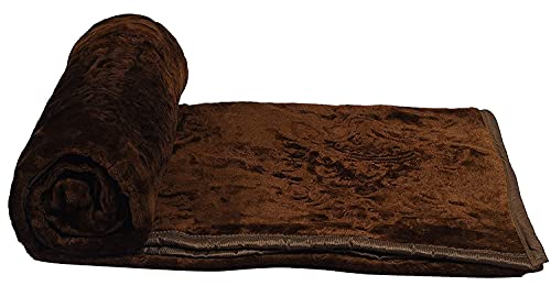 Slickcomfort Premium Plush Blanket | 300 GSM Lightweight Cozy Soft for Bed, Sofa, Couch, Travel & Camping | Flannel (Brown, Double Bed)