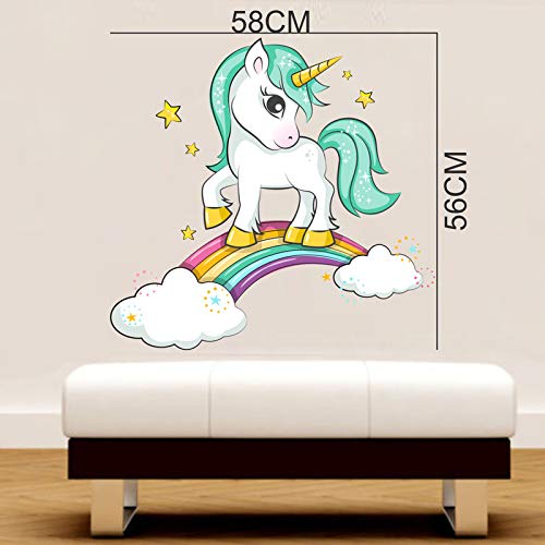 Sahaj Decor Uricon with Rainbow Sticker | Wall Sticker for Living Room -Bedroom - Office - Home Hall Decorative Stickers