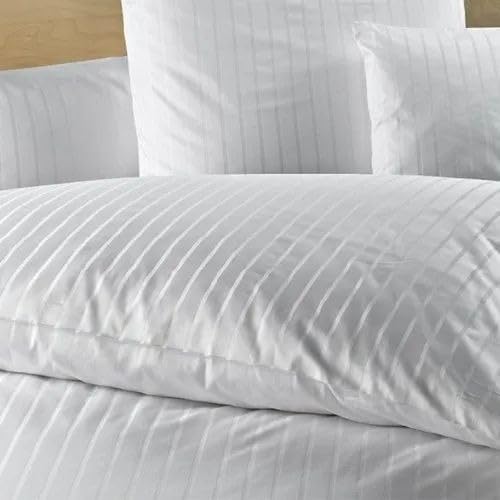 Cool Dealzz 350 TC Cotton Single Size White Colour Stripe Single Bed bedsheet with 1 Pillow Cover,Size:55x95