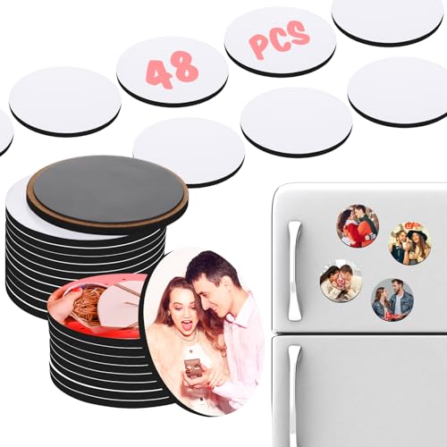 Saysurey 96 Pcs Sublimation Magnet Blanks Set, Personalized Sublimation Blank Refrigerator Magnet with 48 Pcs Round Blanks, 48 Pcs Fridge Magnets for Home Kitchen Office Decoration, 1.97'' x 1.97''