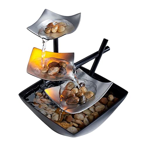 CALANDIS Tabletop Fountain Meditation Illuminated Flowing Water Fountains Home Decor