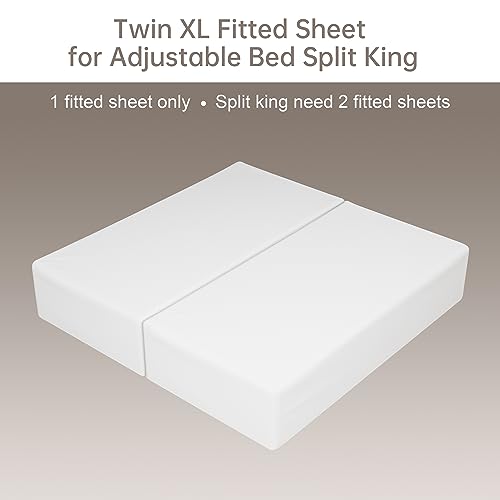 100% Cotton Fitted Sheet Twin XL Size Only, 600 Thread Count, 8"-16" Deep Pocket Sateen Weave Bottom Sheet, Soft Breathable Comfy & Hotel Quality (Twin XL, White)