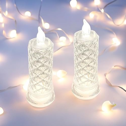 UDHWANI 4 Pcs Acrylic Flameless & Smokeless Decorative Candles Led Tea Light Candle Perfect for Gifting, Home,Diwali, Christmas,Decorative Candles,Birthday (15 Cm Tealight Candle - 4 Pcs)