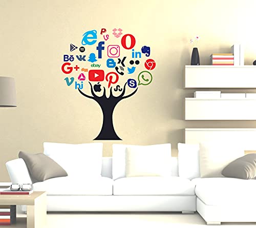 Sticker Mart� Social Media Tree Wall Sticker for Decorative Wall Sticker for Living Room, Bed Room, Kide Room