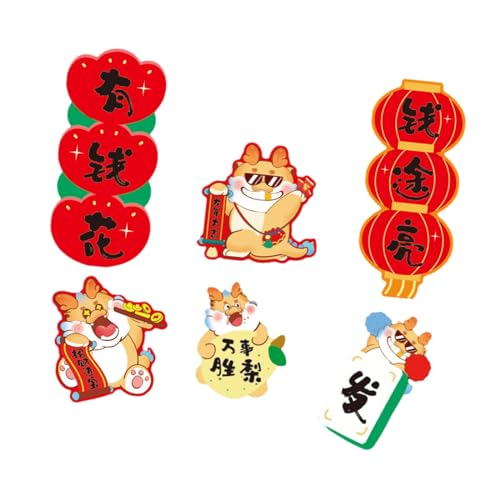 CALANDIS® 6 Pieces Chinese New Year Refrigerator Magnets for Home Door Spring Festival Style B | 6 Fridge Magnets