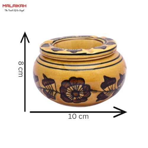 Malaikah Ceramic Brown Theme Gold Brown Print with a piece of lid, Ideal for Table and Side Table, Dotted Brown Pattern, Pack of 1