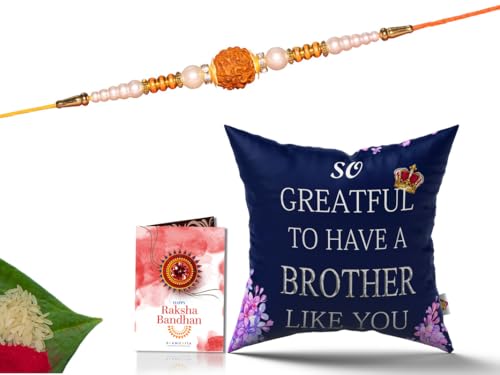 Pillow Rakhi for Brother with Gift - Rakhi with Rakhi Cushion with Filler Greeting Card- Rakhi for Brother, Gifts for Brother, Gifts for Rakhi, Gifts for Rakshabandhan Rakhi Gifts-CH-BRO-32-PB