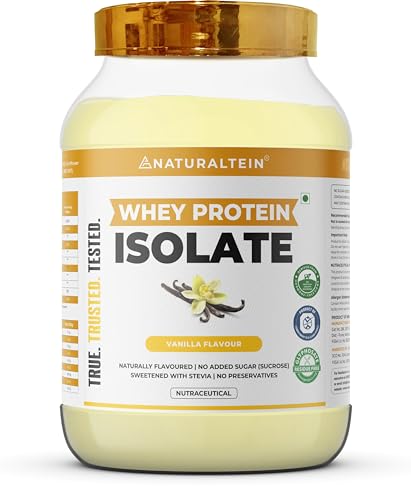 NATURALTEIN Natural Whey Protein Isolate Vanilla - 1 kg (Naturally flavored, Non-GMO, No Artificial Sweeteners)