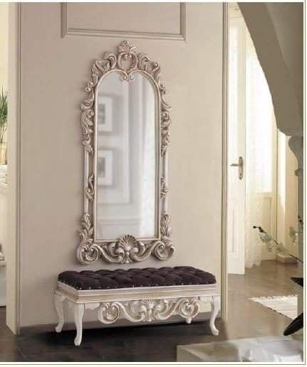 Decorative Full Length Wall Royal Mirror Wooden White Frame