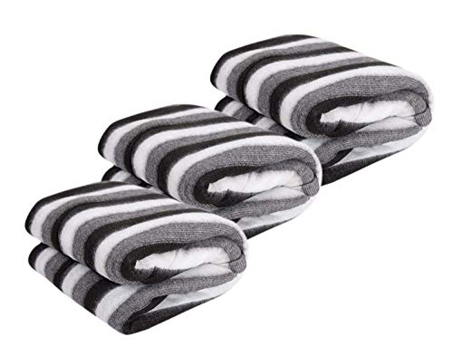 Cool Dealzz Fleece Single Bed AC Blanket (60X90 Inch, Black and White Stripes) - Pack of 3