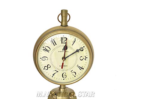 M.Nautical Star Brass Antique Table Clock Antique Handmade Tripod Clock