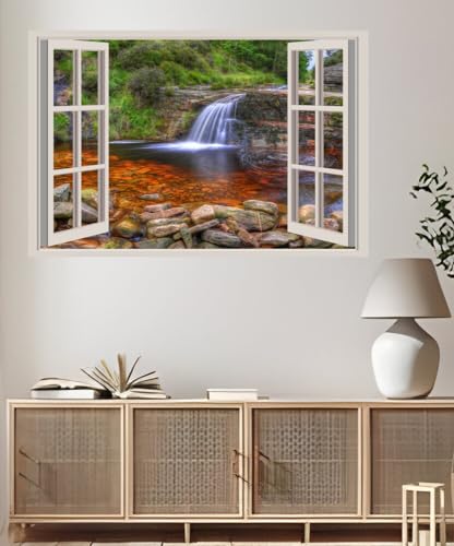 JVERF - JZZA20318 England Waterfalls Stones Anglezarke HDR| Self-Adhesive Open Window Wall Sticker