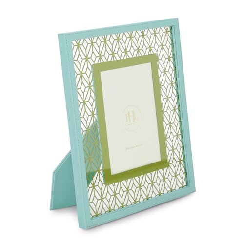 PURE HOME + LIVING Blue and Green Lazer Cut Faux Leather Photo Frame