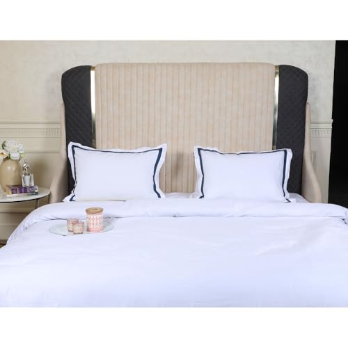 Etonner Audley Bold Border White Double Bed Sheet