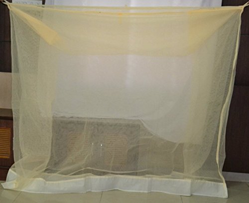 Divyanshi Blue Eye Polycotton Mosquito Net for Bed (Ivory, 6.5 X 8 Ft)