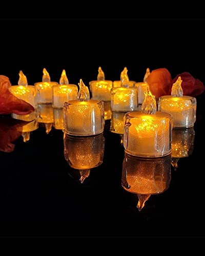 COSKIRA 24PCS Flameless Tea Light Candles, Realistic Flickering Bulb Christmas Tealights, Battery Operated, Fake Candle, LED Votive Candles with Warm White Light for Wedding -1