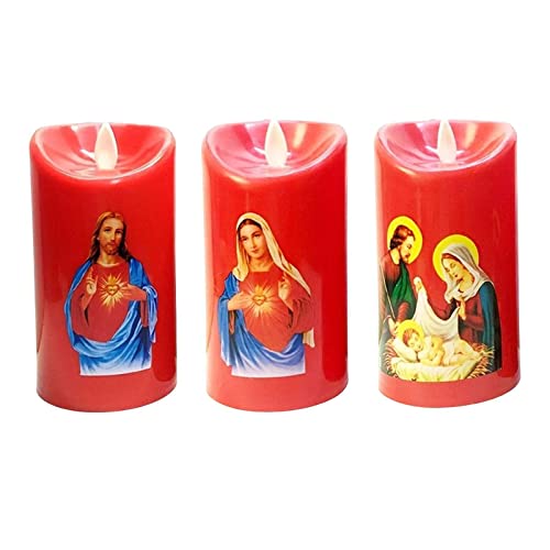 SAZ DEKOR Saint LED Candle Lamp Battery Operated for Christmas Sacred Heart