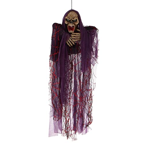 Wowobjects® Scary Voice Control Hanging Ghost Halloween Decor Haunted House Props Purple | 1 Piece Hanging Ghost