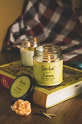 Bindian Premium Lemon Scented Candle | Plant-Based Soy Wax Aromatherapy Candle | Cotton Wick and Premium Glass Jar | 24 Hour Long Burning | Home Decor, Luxury Gift for Decoration