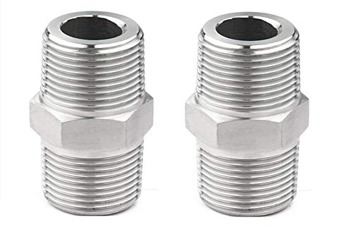 NEW WARE CP Hex Nipple 1/2 Inch to 1/2 Inch Male Threaded SS for connecting two Threaded Pipes or fittings (Pack of 2)