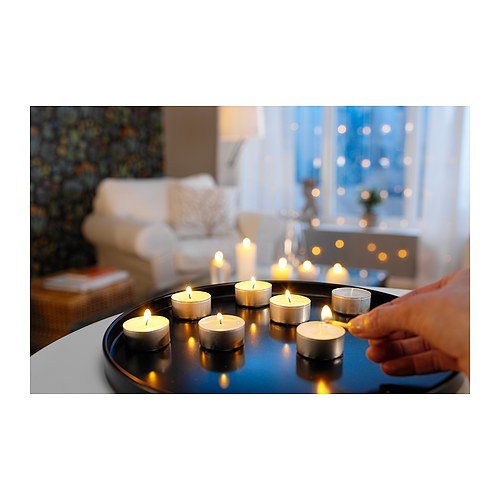 Bundle - 6 Items - Ikea Glimma Unscented Tealights, White, 100 Count with Glasig (5) Pcs. Tealight Holder, Clear Glass