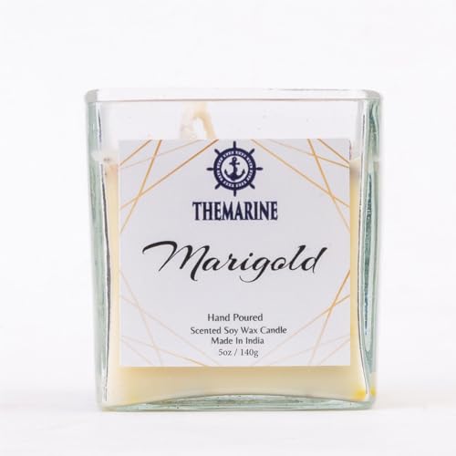 THEMARINE Marigold Scented Soy Wax jar Candle | Natural Soy Wax | No Smoke Wick