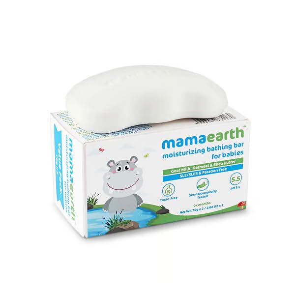 Mamaearth Bathing Bar for Babies - 75g (Pack of 4), Moisturizing