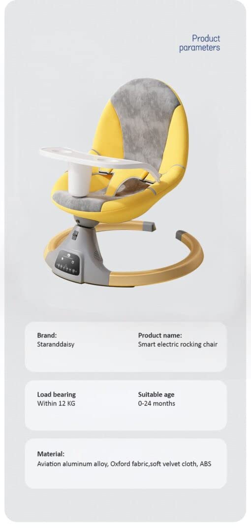 StarAndDaisy Baby Swing Rocker, Calming Infants Through Soft Swing Motion, Bluetooth Enabled Music and Remote Control (Grey) (Yellow)