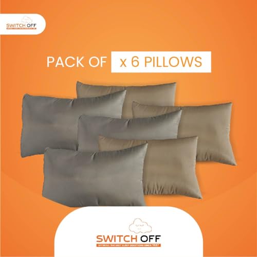 Switch-off Smart Adjustable Mush Color Pillow,Discover The Perfect Pillow for Your Best Night's Sleep (17X27Inch) (Pack of 6, Beige and Grey)