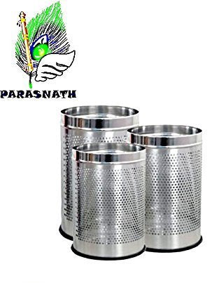 PARASNATH Stainless Steel Perforated Open Dustbin/ Garbage Bin Small, Medium and Large(Silver)- Set of 3