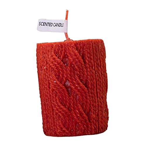 ATORSE® Mini Yarn Candle Flameless Decorative Romantic for Holiday Valentines Dating Red