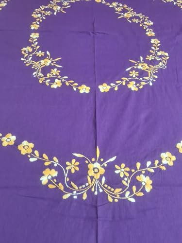 Nice Things Handwork Embroidery Bedsheets 200 Thread Count, Purple Color 3