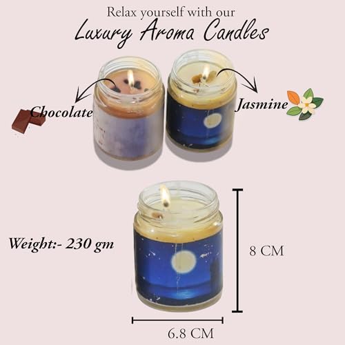 TAHA VENTURES Jasmine and Chocolate Fragrance for Home Décor Scented Jar Candle, Aromatherapy|Spa|Festival Candle| SOYA Wax |320 Grams - Pack of 4