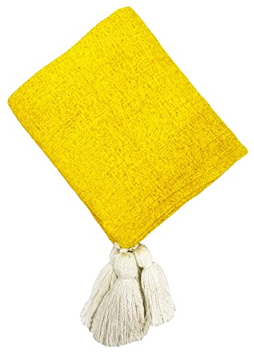 Fashion Throw Chenille Sofa Throw, Throws For Sofa And Couch, Sofa Throws For 3 Seater (Size : 70X55 Inch) (Yellow White)