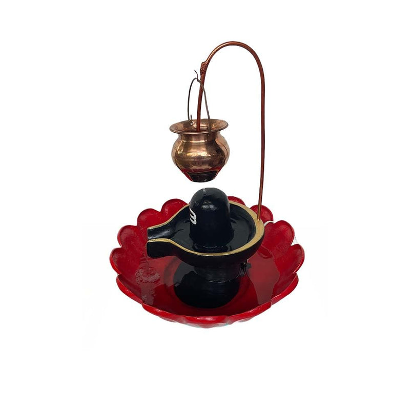 Waahkart FRP Handmade Durable Unbreakable Decorative Traditonal Shivling Water Fountain for Home, Office, Temple, Hotel Décor (Black-Red)