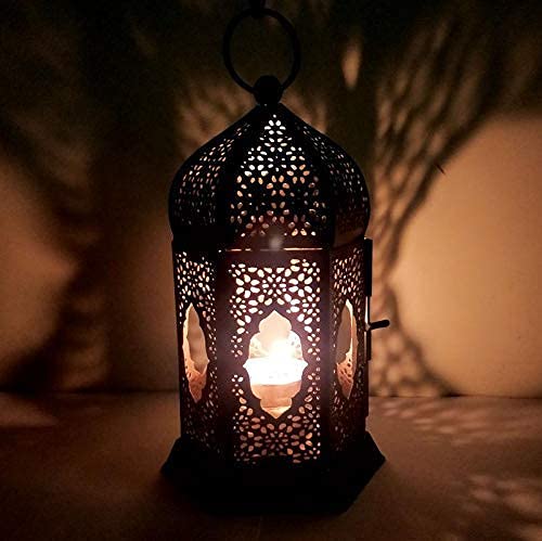 The Purple Tree Brass Moroccan Lantern Lamp Tealight Candle Holder for Diwali Decor