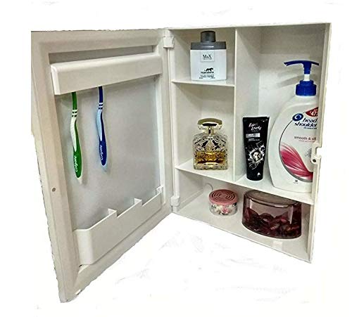 WATERTEC Polymer Bathroom Cabinet with Mirror (35 mc x 20 cm x 45 cm, White)