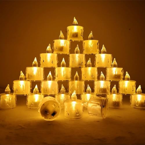 The Decor Affair 24 Pcs Flameless Electric Candles: A Collection of Flickering Tea Lights Offering a Realistic Candlelight Effect