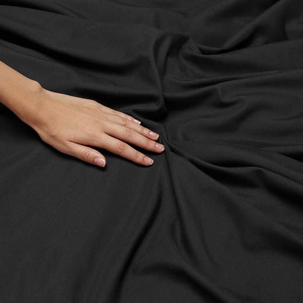 BEVI -100% Cotton 300 TC Super Soft Solid Double King Size Bedsheet for Double Bed with 2 Pillow Cover Size (90"x95") (Slate Black)