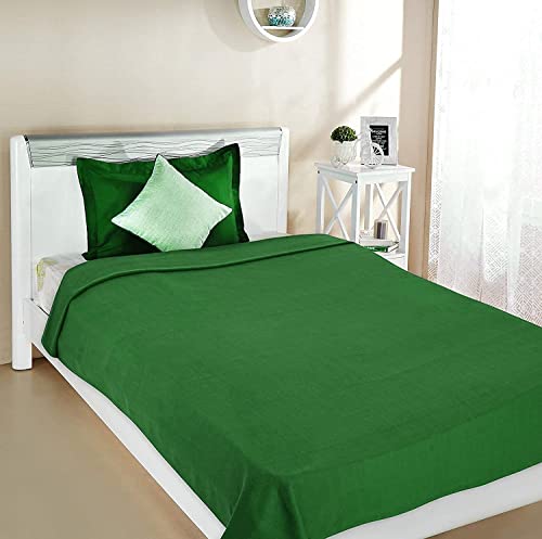 N G PRODUCTS All Season Multipurpose Plain Polar Fleece Single Bed Light Weight Blanket, Color- Green (228 x 152 cm)