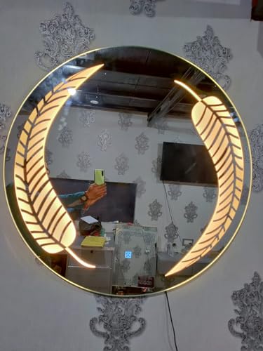 Sleek Circular LED Mirror: Enhanced Visibility with Antifog Feature - Touch Sensor Included, with Circle Design Touch Sensor Different Than Main Image. (36 x 36 Inches)