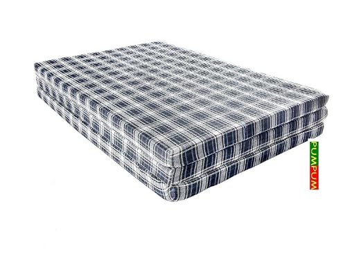 Foldable Foam Mattress for Floor, Single Bed, Travelling, 6x3 ft, Checkered